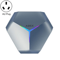 A95X F4 8K UHD Smart TV BOX Android 10.0 Media Player with Remote Control, Amlogic S905X4 Quad Core Cortex-A55 up to 2.0GHz, RAM: 4GB, ROM: 32GB, 2.4GHz/5GHz WiFi, Bluetooth, AU Plug(Metallic Blue)