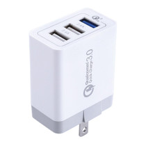 3 USB Ports (3A + 2.4A + 2.4A) Quick Charger QC 3.0 Travel Charger, US Plug, For iPhone, iPad, Samsung, HTC, Sony, Nokia, LG and other Smartphones