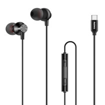 REMAX RM-560 Type-C In-Ear Stereo Metal Music Earphone with Wire Control + MIC, Support Hands-free, Not For Samsung Phones(Black)