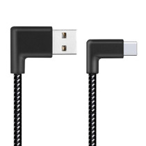 1m 2A USB to USB-C / Type-C Nylon Weave Style Double Elbow Data Sync Charging Cable