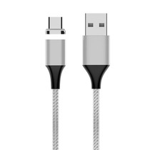 M11 3A USB to USB-C / Type-C Nylon Braided Magnetic Data Cable, Cable Length: 1m (Silver)