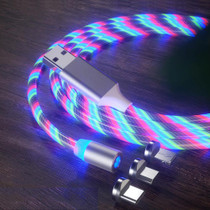 3 in 1 USB to 8 Pin + Type-C / USB-C + Micro USB Magnetic Absorption Colorful Streamer Charging Cable, Length: 1m(Color Light)