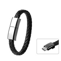 XJ-27 3A USB to USB-C / Type-C Creative Bracelet Data Cable, Cable Length: 22.5cm(Black)