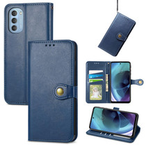 For Motorola Moto G51 Solid Color Leather Buckle Phone Case(Blue)