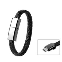 XJ-72 20cm USB to USB-C / Type-C Bracelet Charging Data Cable(Black)