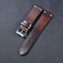 HB001 Color-Changing Retro Oil Wax Leather Universal Watch Band, Size: 20mm(Deep Brown)