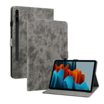 For Samsung Galaxy Tab S7/Tab S8 Tiger Pattern Flip Leather Tablet Case(Grey)