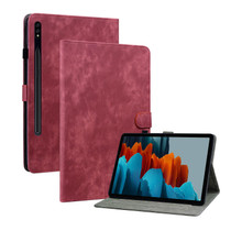 For Samsung Galaxy Tab S7+/Tab S8+ Tiger Pattern Flip Leather Tablet Case(Red)