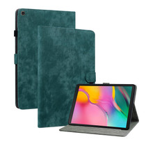 For Samsung Galaxy Tab A 10.1 2019 Tiger Pattern Flip Leather Tablet Case(Dark Green)