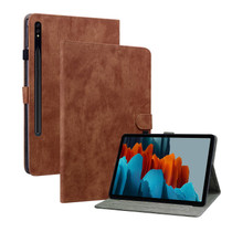 For Samsung Galaxy Tab S7+/Tab S8+ Tiger Pattern Flip Leather Tablet Case(Brown)