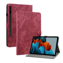 For Samsung Galaxy Tab S7/Tab S8 Tiger Pattern Flip Leather Tablet Case(Red)