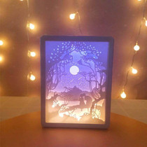 Stereoscopic Paper Cutout Light Christmas Night Light(Lovers Under The Moon)