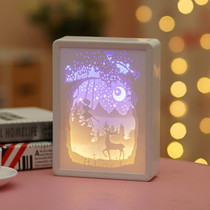 Stereoscopic Paper Cutout Light Christmas Night Light(Elf Girl)