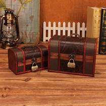Jewelry Storage Box Retro Wooden Treasure Box Shooting Props DecorationSpecification 2 PCS/Set With Lock