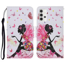 For Samsung Galaxy A32 4G Coloured Drawing Pattern Horizontal Flip PU Leather Case with Holder & Card Slots & Wallet & Lanyard(Dancing Girl)