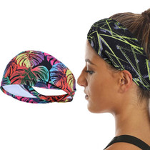 2 PCS Running Fitness Exercise Sweat-Absorbent Elastic Headband Sports Sweatband, Size: Free Size(Gradient Leaf)