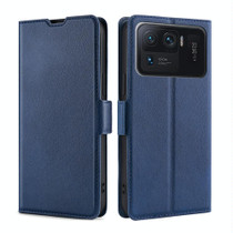 For Xiaomi Mi 11 Ultra Ultra-thin Voltage Side Buckle PU + TPU Horizontal Flip Leather Case with Holder & Card Slot(Blue)
