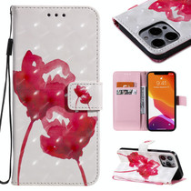 3D Painted Pattern Horizontal Flip Leather Case with Holder & Card Slots & Wallet For iPhone 13 Pro Max(Red Rose)