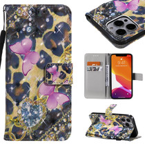 3D Painted Pattern Horizontal Flip Leather Case with Holder & Card Slots & Wallet For iPhone 13 Pro Max(Pink Butterfly)