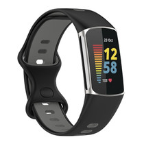 For Fitbit Charge 5 Two-color Silicone Watch Band(Black Grey)