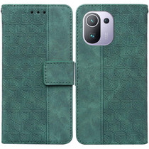 For Xiaomi Mi 11 Pro Geometric Embossed Leather Phone Case(Green)