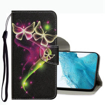 For Samsung Galaxy S22+ 5G Coloured Drawing Pattern Leather Phone Case(Couple Butterfly)