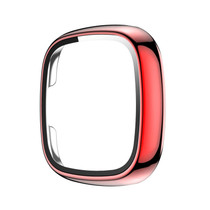 For Fitbit Versa 3 / Fitbit Sense Electroplated PC +Tempered Glass Watch Case(Red)