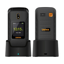 UNIWA V909T Flip Phone, 2.8 inch + 1.77 inch, UNISOC Tiger T107, Support Bluetooth, FM, Network: 4G, SOS, with Charge Dock Base(Black)