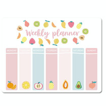 2 PCS Simple Magnetic Calendar Table Notepad Refrigerator Sticker Erasable Message Board Magnetic Sticker(Colorful Fruit)