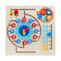 QZMTOY Teaching Clock Time Cognitive Board Weather Calendar Maze Early Education Toys(Colored)