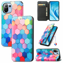 For Xiaomi Mi 11 Lite Colorful Magnetic Horizontal Flip PU Leather Case with Holder & Card Slot & Wallet(Colorful Cube)