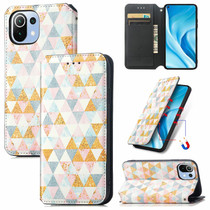 For Xiaomi Mi 11 Lite Colorful Magnetic Horizontal Flip PU Leather Case with Holder & Card Slot & Wallet(Rhombus)