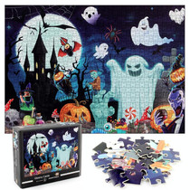 1000 Pieces Adult Jigsaw Puzzle Halloween Pumpkin Skull Paper Puzzle Toy(Gloomy Castle)