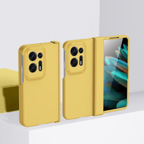 For OPPO Find N2 Three-stage Skin Feel PC Phone Case with Hinge(Yellow)