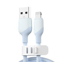 KUULAA KL-X58 2.4A USB to 8 Pin Liquid Silicone MFI Data Cable, Length:1m(Light Blue)
