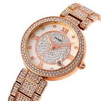 SKMEI 1739 Diamond Roman Numerals Round Dial Quartz Watch for Ladies(Rose Gold)