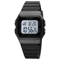SKMEI 1683 Dual Time LED Digital Display Luminous Silicone Strap Electronic Watch(Black and White)
