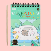 Hand Painted Scratch Paper Colorful Coil Scratchbook With Pen, Model: Haruita Huahua