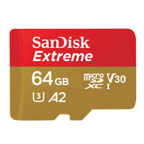 SanDisk U3 High-Speed Micro SD Card  TF Card Memory Card for GoPro Sports Camera, Drone, Monitoring 64GB(A2), Colour: Gold Card