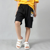 Boys Fashion Label Short Pants Overalls (Color:Black Size:150cm)