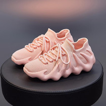 450 Summer Breathable Sock Shoes Fly Woven Comfortable Casual Shoes, Size: 35(Pink)