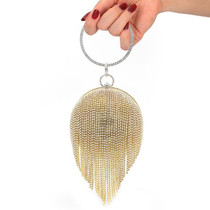 Diamond Tassel Women Party Metal Crystal Clutches Evening Bags Wedding Bag Bridal Shoulder Handbag(Gold Crystal Bag)