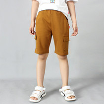 Boys Cotton Casual Overalls Shorts (Color:Chocolate Size:130cm)