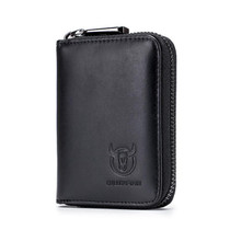 BULL CAPTAIN 05 Head Layer Leather Card Bag Men Casual Leather Driver License Card Package(Black)