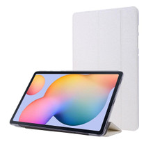 For Samsung Galaxy Tab S8 / Galaxy Tab S7 / T870 Silk Texture Three-fold Horizontal Flip Leather Case with Holder & Pen Slot(White)
