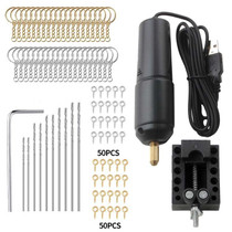 USB Interface 360 Mini Electric Drill Manual Glue Drilling Electric Drill, Set: Drill+4pcs Wrench+100pcs Nails+Clamp Bed+20pcs Key Ring