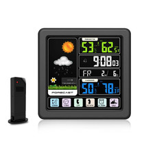 TS-3310 Wireless Weather Clock Multifunctional Color Screen Clock Creative Home Touch Screen Thermometer Black