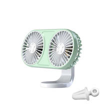 F211 Car Double Head With Led Electric Fan Car Air Outlet Instrument Panel USB Mini Fan(Green)