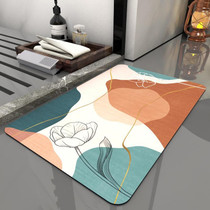 Bathroom Toilet Quick-Drying Absorbent Non-Slip Mats Diatom Ma, Size: 60 x 40 cm(Lotus Flower)