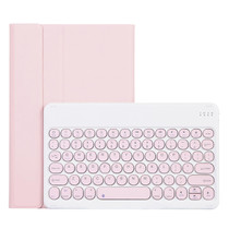 For Lenovo Pad Pro 11.5 inch 2021 TB-J716F / Tab P11 Pro 11.5 inch TB-J706F YAM13 Lambskin Texture Detachable Round Keycap Bluetooth Keyboard Leather Tablet Case with Holder(Pink)